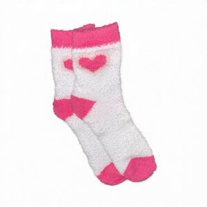 ✨Cozy Pink and White Fuzzy Heart Socks